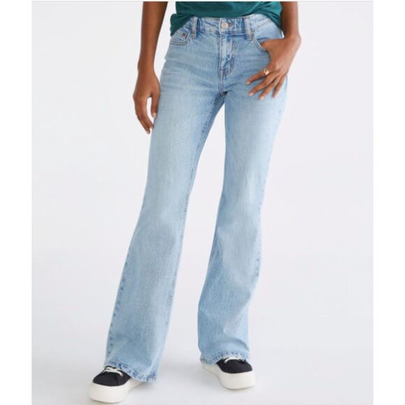 Aeropostale Denim - Aeropostale Womens Mid-rise Flare Jeans Size 14 Cotton Casual Light Wash Blue